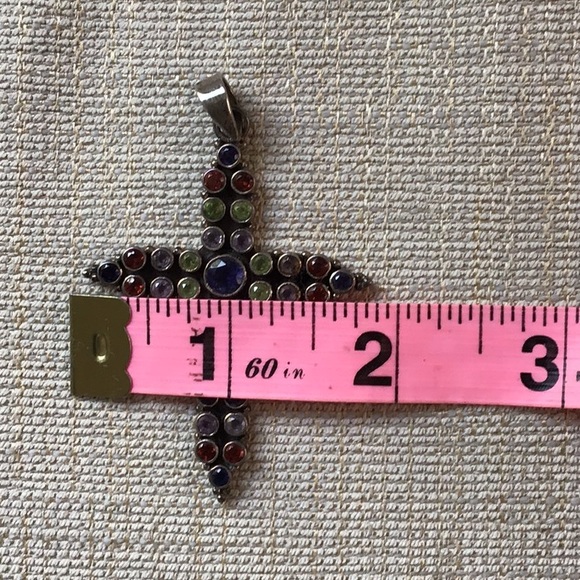 Sterling Silver Multicolored gemstone cross - Picture 5 of 5